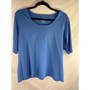 LL Bean 100% Suprima Cotton Royal Blue scoop neck tshirt wmns Sz XL